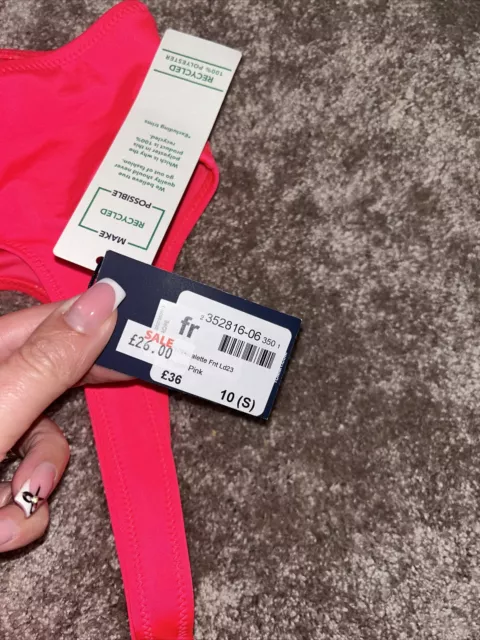 Set bikini jeans Tommy Hilfiger rosa neon nuovi con etichette donna taglia uk s 8/10 3