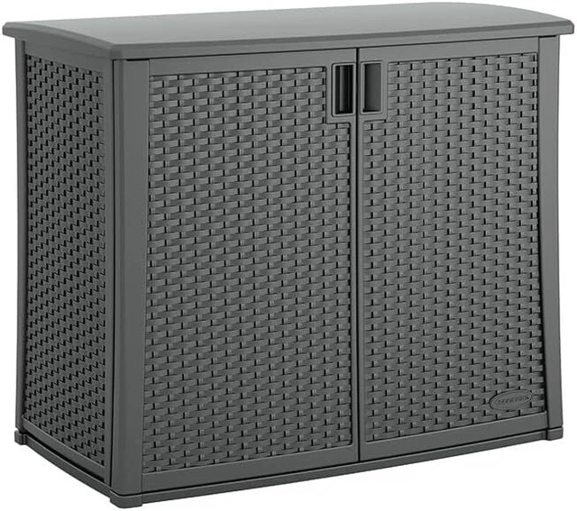 Suncast Outdoor Storage Cabinet with Pad-Lockable Doors, Freestanding