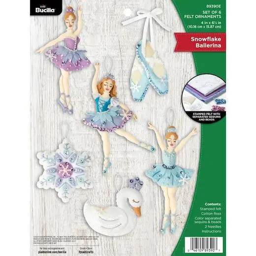 Bucilla Felt Ornaments Applique Kit Set of 6 - Snowflake Ballerina