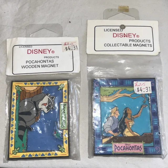 Disney Pocahontas Wooden Fridge Magnet Lot Of 2 Made By Applause J6