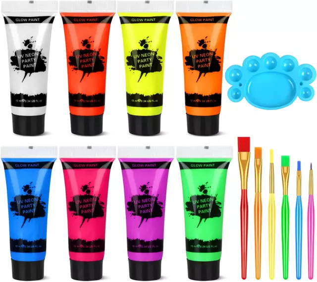 Glow In The Dark Face Black Light Paint Uv Neon Face & Body Paint Crayon  Kit