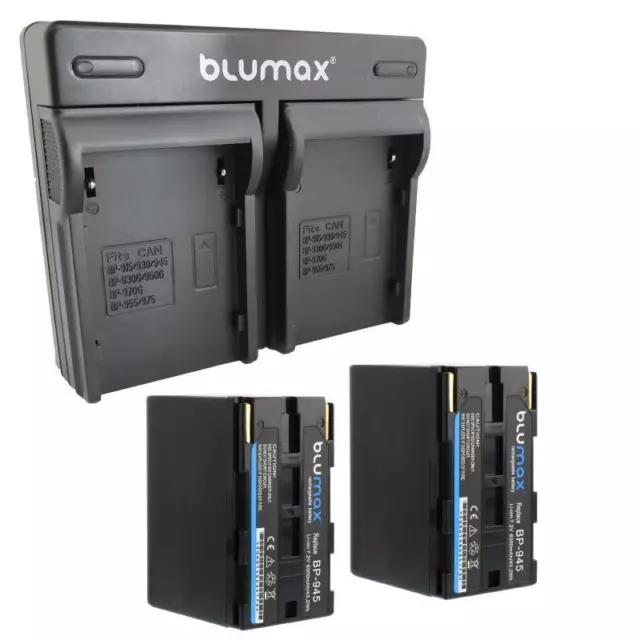 2x Batteria Blumax + caricatore DUAL USB per Canon Vistura XV1,XV2