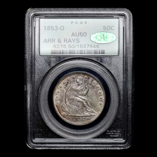 1853-O Seated Liberty Half Dollar ✪ Pcgs Au-50 Cac ✪ 50C Silver A&R ◢Trusted◣