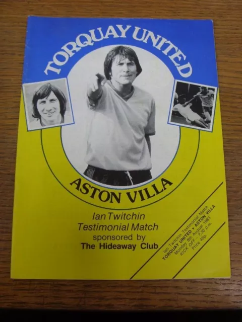 08/08/1983 Torquay United v Aston Villa [Ian Twitchin Testimonial] . Footy Progs