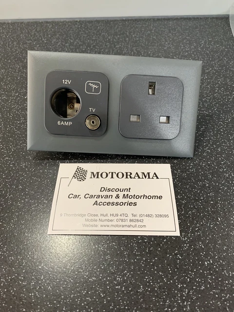 CBE C-LINE 240V Socket + 12V/TV Outlet Panel For Motorhome & Caravan Conversions