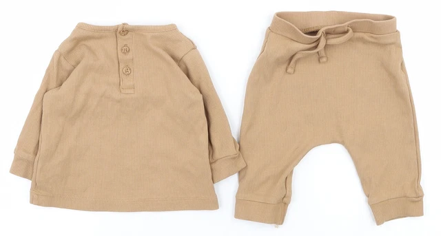 Matalan Baby Brown  Cotton Trousers Outfit/Set Size 0-3 Months  Button