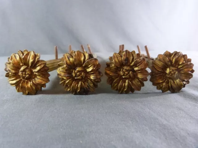 ⭐4 Antique French curtain tie back brackets Gilded Brass with fixing ⭐