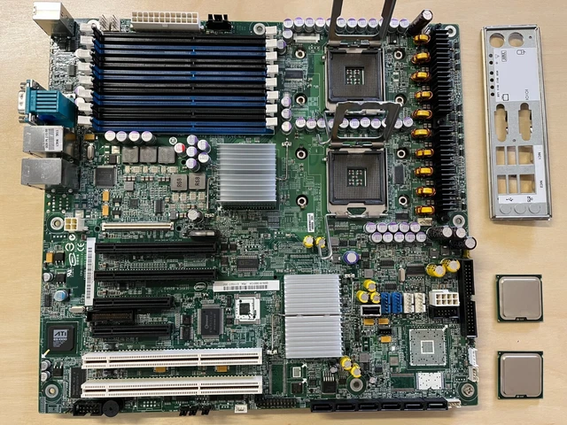 INTEL S5000PSL XEON SERVER BOARD w/ 2x xeon e5420 processors w/ IO Shield
