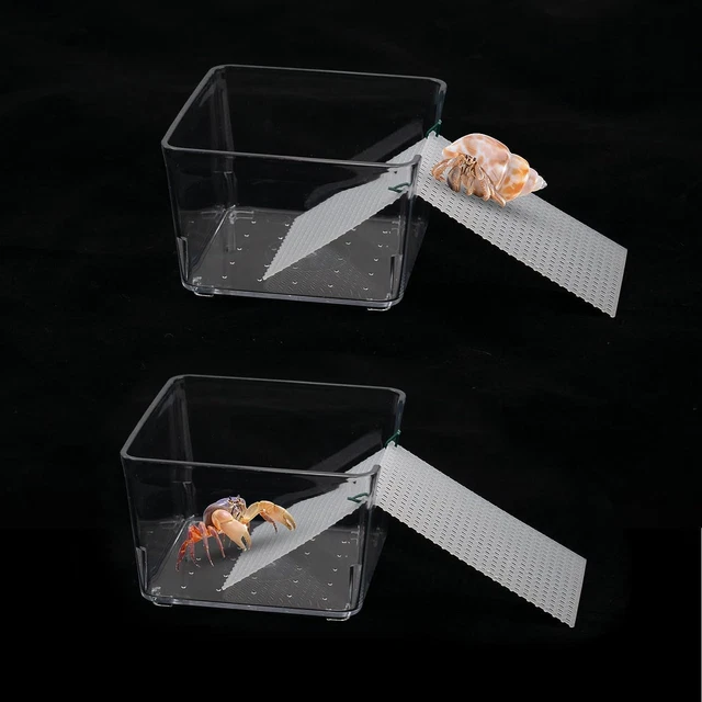 2 Pack Transparent Hermit Crab Water Tank with Climbing Ramp, Hermit Crab Aquari