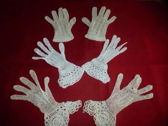 Paire De Gants Femme En Dentelle Beige – Taille Unique, Vintage