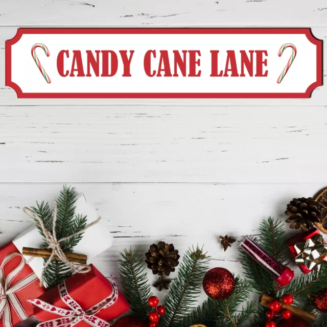 Printed Christmas Wooden Candy Cane Lane Street Sign Christmas Decor Xmas Gift