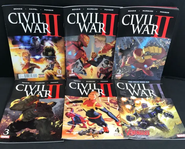 Marvel Comics Civil War II Lot of 5 Comic Books 2016 Issues: 0, 1, 2, 3, 4, +
