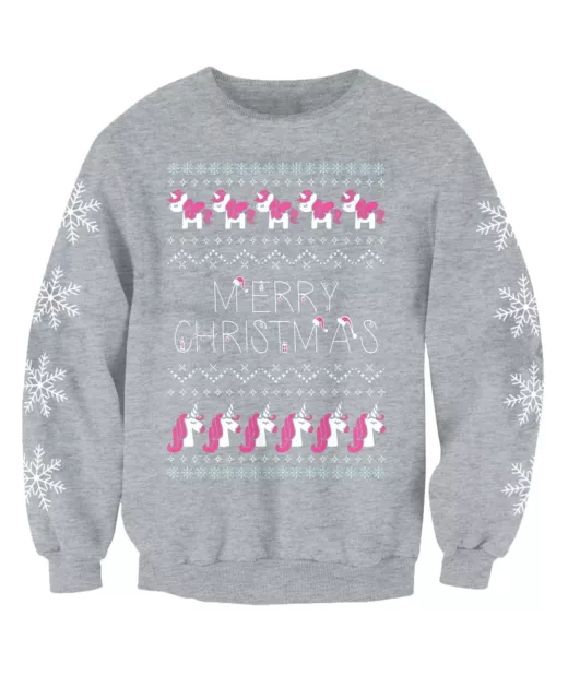Felpa Maglione Natale Buon Natale Unicorno Bambini Novità