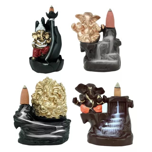 Waterfall Incense Burner Backflow Ganesh Smoke Censer Holder With Cone Handcraft