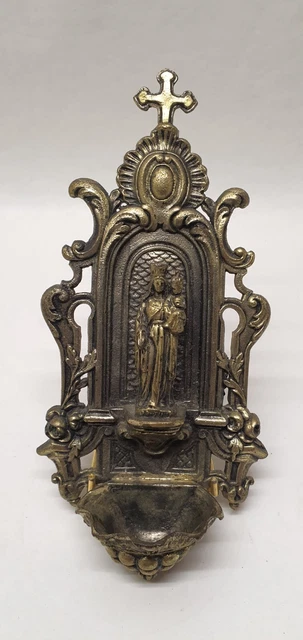 Carino Acquasantiera Bronzo O Regola Numéroter Joliement Decorato