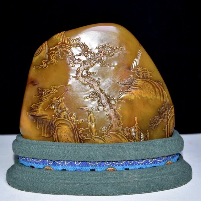 Chinese Exquisite Handmade Figures Landscape carving Shoushan Stone Statue Seal