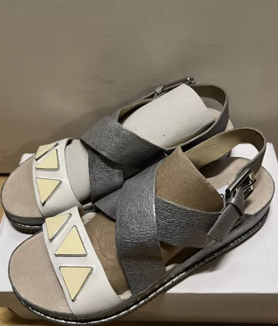 CLARKS ALDERLAKE Heat Silver Combi Leather Sandals UK 4 D EU 37 - PicClick UK