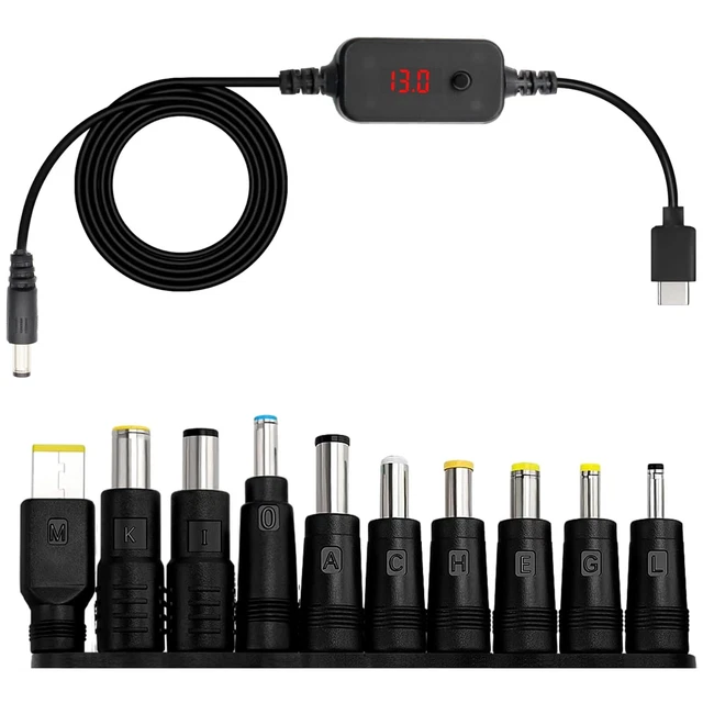 Câble Adaptateur Type C Vers 2 Broches - 9V/12V/20V Pour Routeur, Enceinte, LED