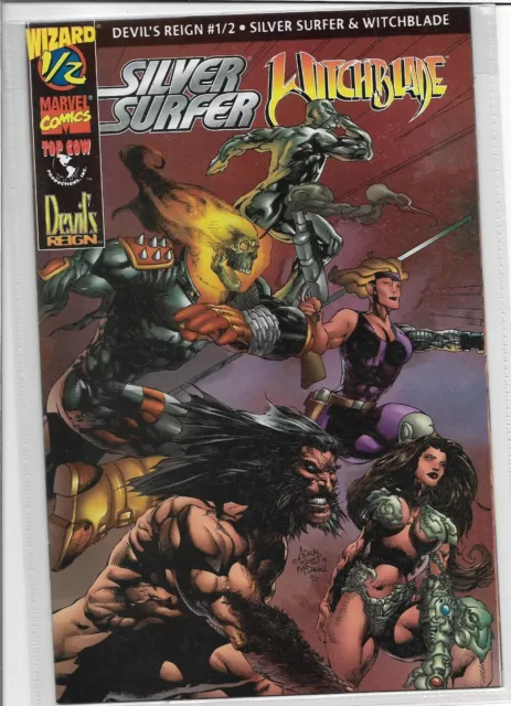 SILVER SURFER / WITCHBLADE : Devil's Reign #1/2 NM unread Wizard/Marvel w/COA