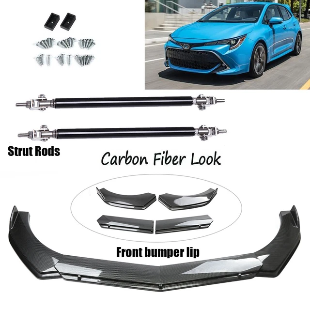 For Toyota Corolla Front Bumper Spoiler Body Kit Carbon Fiber Look + Strut Rods