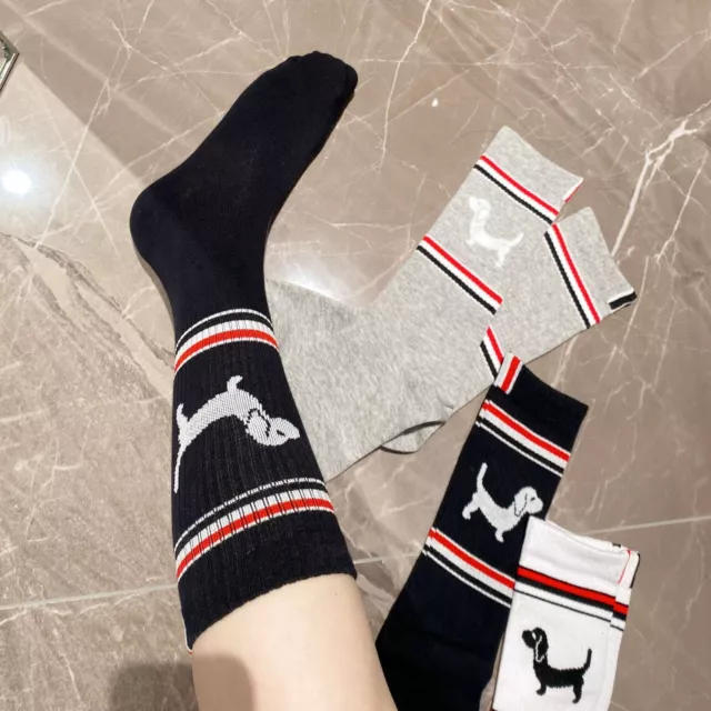 Thom Browne Women Puppy Jacquard College Style Calf Socks