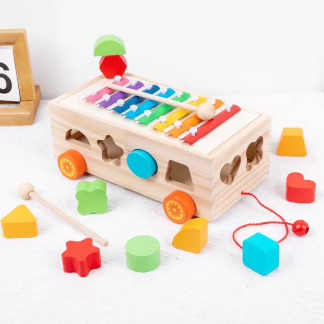 Wooden Activity Cube 8-In-1 Montessori Toys,Kids Sorting Stacking Play XMAS Gift