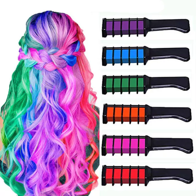 6 Colors DIY Kids Party Cosplay Hair Chalk Comb Temporary Dye Markers Non-toxic