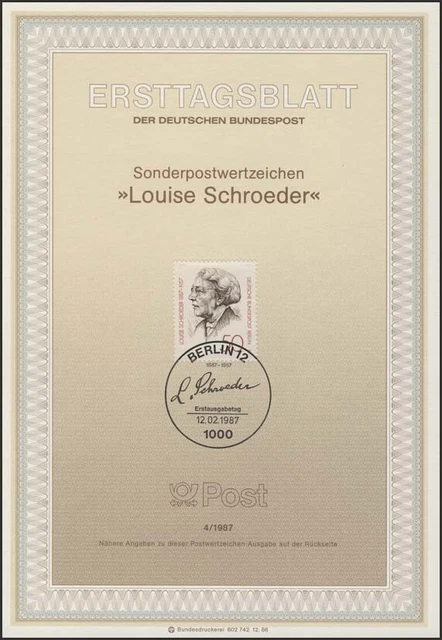ETB 04/1987 Louise Schroeder, Politikerin