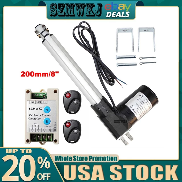 HEAVY DUTY 6000N 8" Electric Linear Actuator 1320lbs 12V Motor for Auto