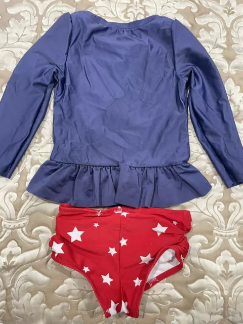 Toddler Girl Cat & Jack 3T Rashguard Swim Set   Unicorn Navy Red Stars 4th July 2