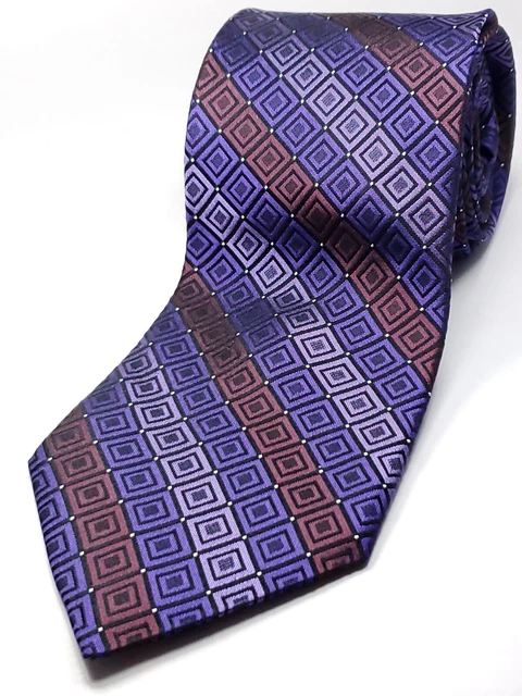 MURANO Handmade in USA Silk Tie Men's 61" Long Purple Burgundy Red Black NEW