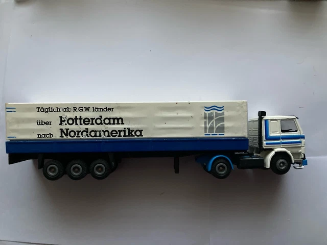 TEKNO SCANIA 142H Torpedo LKW mit Container LKW Anhänger 1:50 in Box