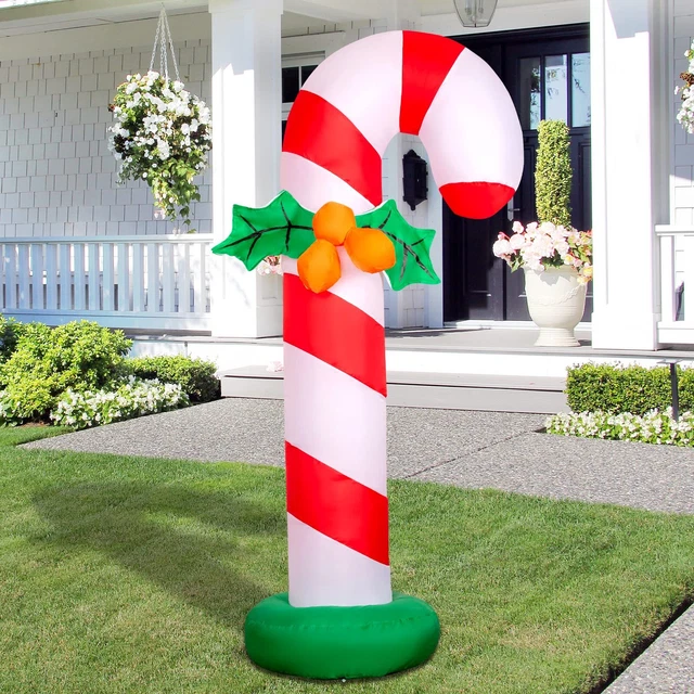 6 FT Height Christmas Inflatables Outdoor Candy Cane, Blow Up Yard Decoration