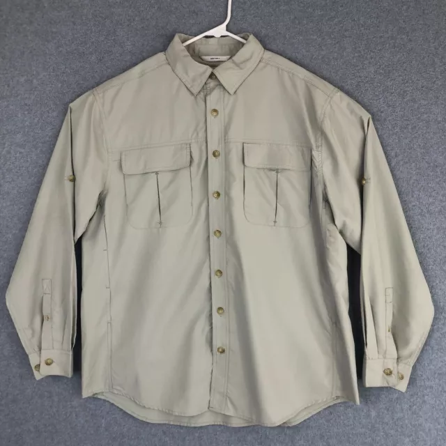 Coolibar Vented Fishing Shirt Adult Large Brown Hiking Camp Outdoor UPF 50+ Mens