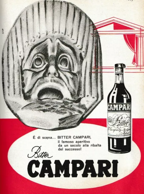 Pubblicita' 1961 Bitter Campari Aperitivo Successo Scena Teatro Maschera