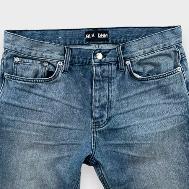 $250 BLK DNM Mens 33x32 Jeans 15 Slim Straight Dellwood Blue Mid Rise Denim