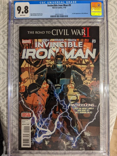 Invincible Iron Man #9 Cgc 9.8 1St Print 1St Apearance Riri Williams Iron Heart