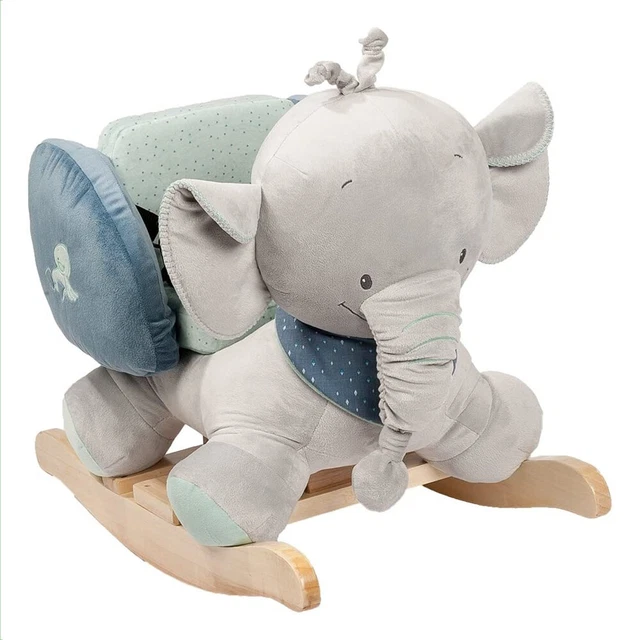 Nattou Rocker Soft Cushioned Jack The Elephant Baby 10-36m w/Wooden Base 32x62cm