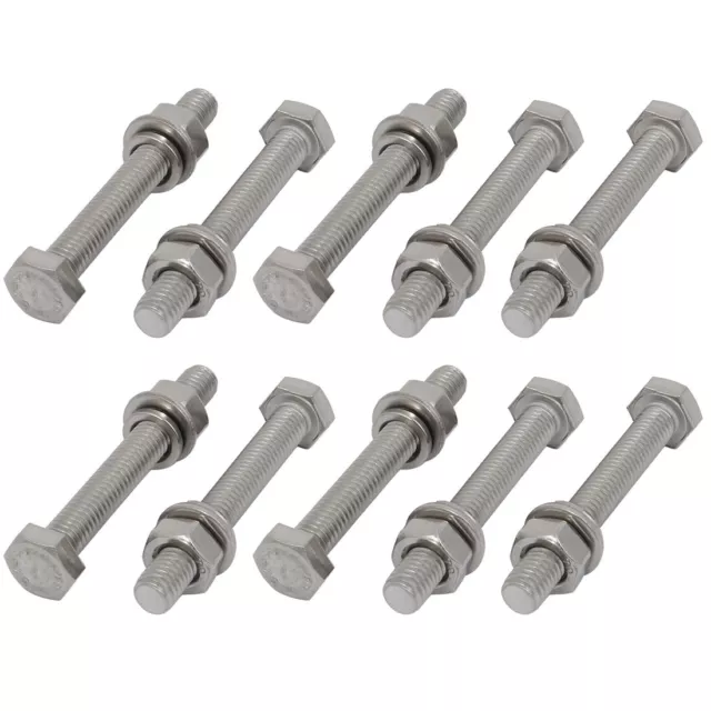 10 Set M6x45mm 316 Stainless Steel Hex Bolts w Nuts and Washers Assortment Kit