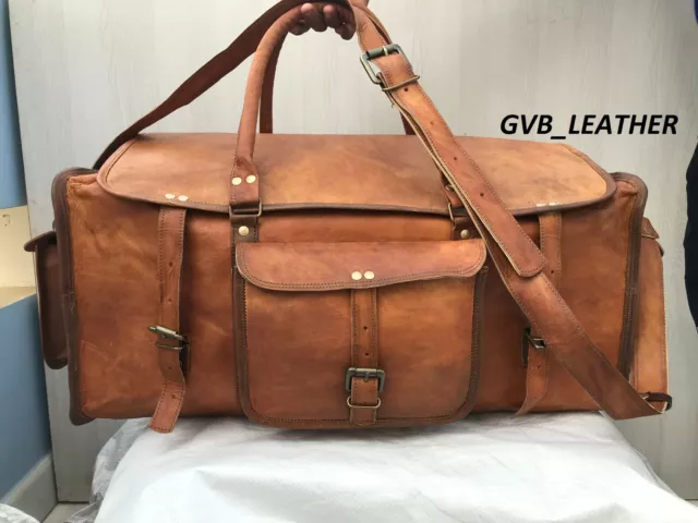 Men Leather Travel Bag Duffle Gym Vintage Luggage Overnight Weekend Gift For Him