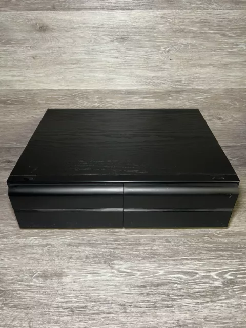 VHS Cassette Tape Video Storage Box Vintage Black Wood 2 Drawer 24 Cassettes