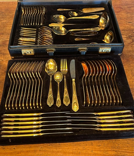 Ménagère SBS Solingen Plaqué Or – Ensemble De Couverts Neuf Avec Défaut Mineur