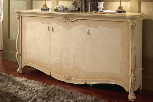 Klassische Anrichte Buffet Sideboard Beige Wohnzimmer Flur Italienische Möbel