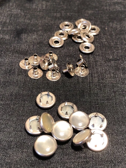 Broches de jengibre Scovill 10 Blancos SUJETADORES A PRESIÓN DE PERLAS Botones Camisa occidental Artesanía
