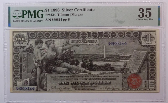 1896 $1 Educational Series Silver Certificate PMG Choice Very Fine 35