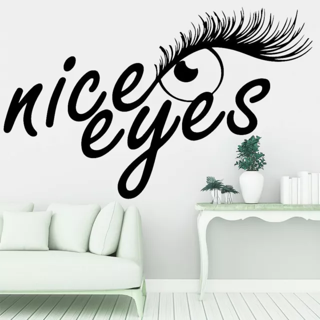 Nice Eyes Wall Stickers Beauty Salon Decor Beautiful Eyelash Vinyl Decal Nursery