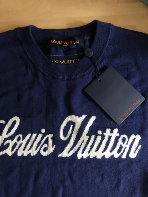 LOUIS VUITTON 2054 INTARSIA PRINTED BLUE T-SHIRT 1A9GN5 SIZE: XL
