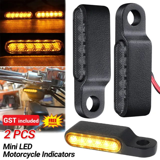 2x Mini LED Motorcycle Indicators Light Amber Blinker Turn Signal Lamp Universal