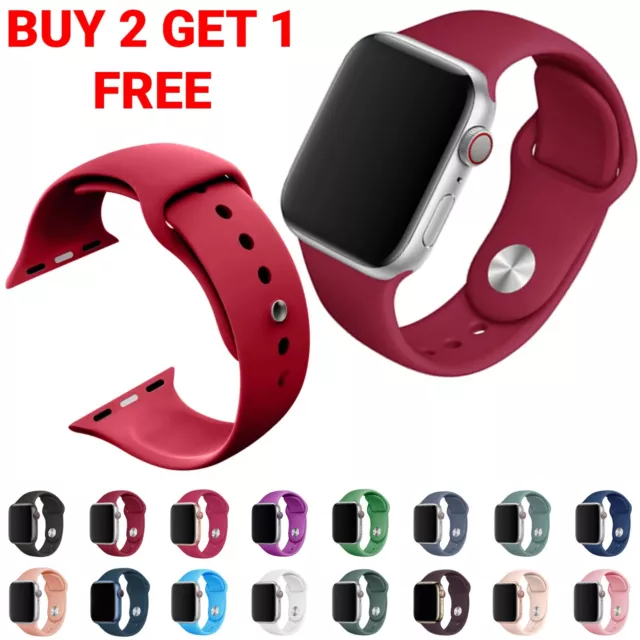 For Apple Watch SILICONE iWatch Strap Band 38 40 42 44mm Series SE 7 6 5 4 3