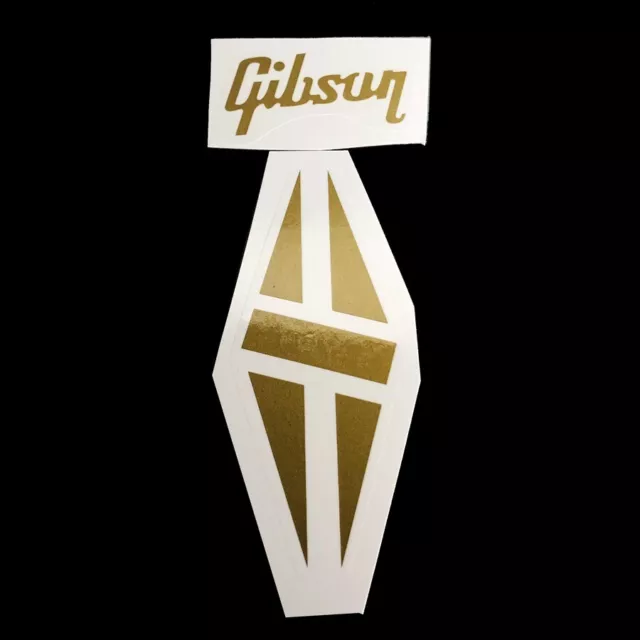 WATERSLIDE GIBSON DIAMOND Guitar Headstock Peg head Logo Decal Oil Gold ...
